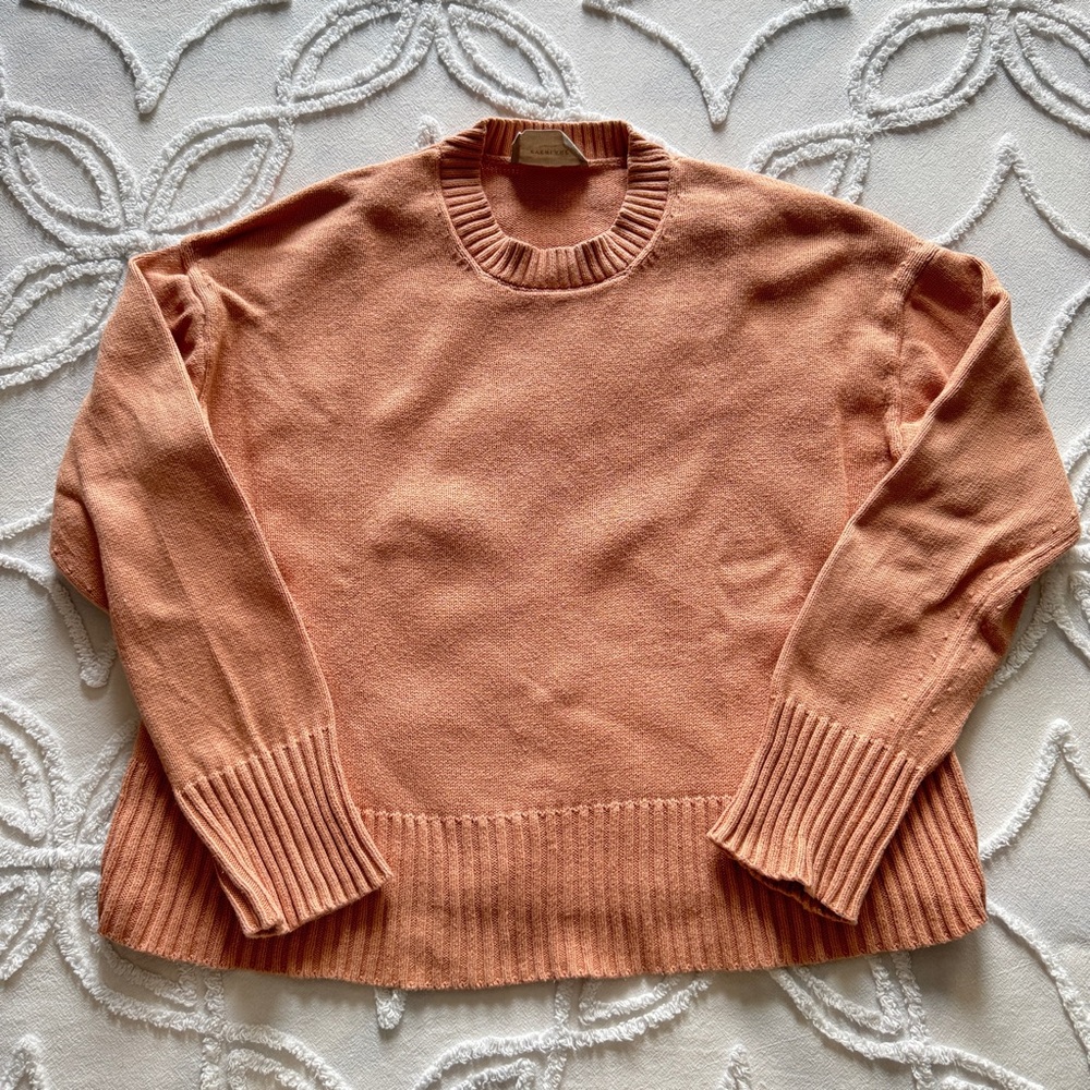 Everlane Organic Cotton Crew Sweater Size Small Salmon Pink Boxy Fit